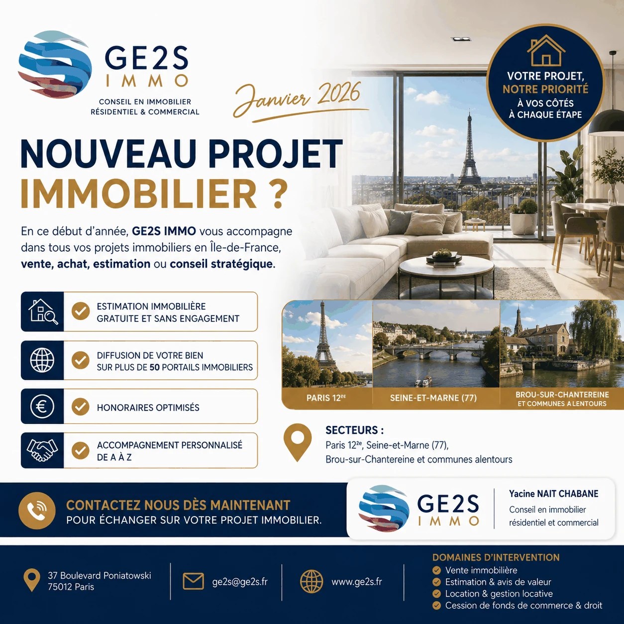 Nouveau projet immobilier : par où commencer avant achat, vente ou estimation — visuel GE2S IMMO