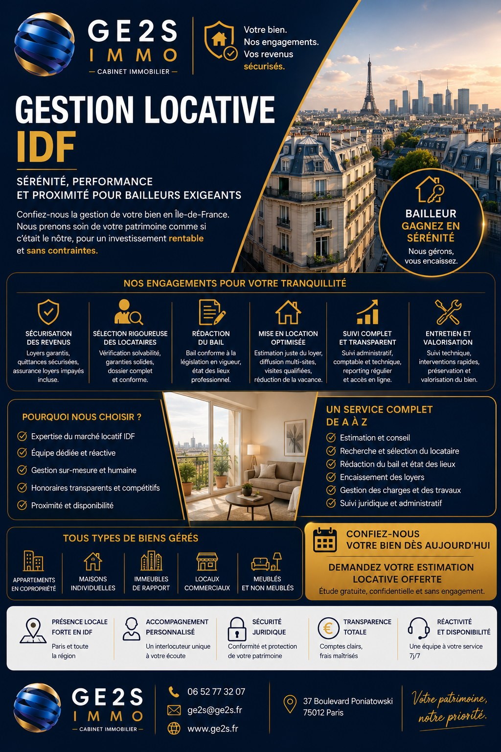 Gestion locative IDF — visuel secteur GE2S IMMO