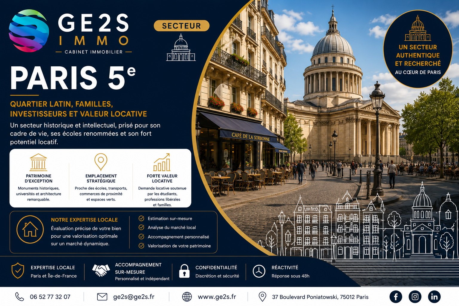 Paris 5e — visuel secteur GE2S IMMO