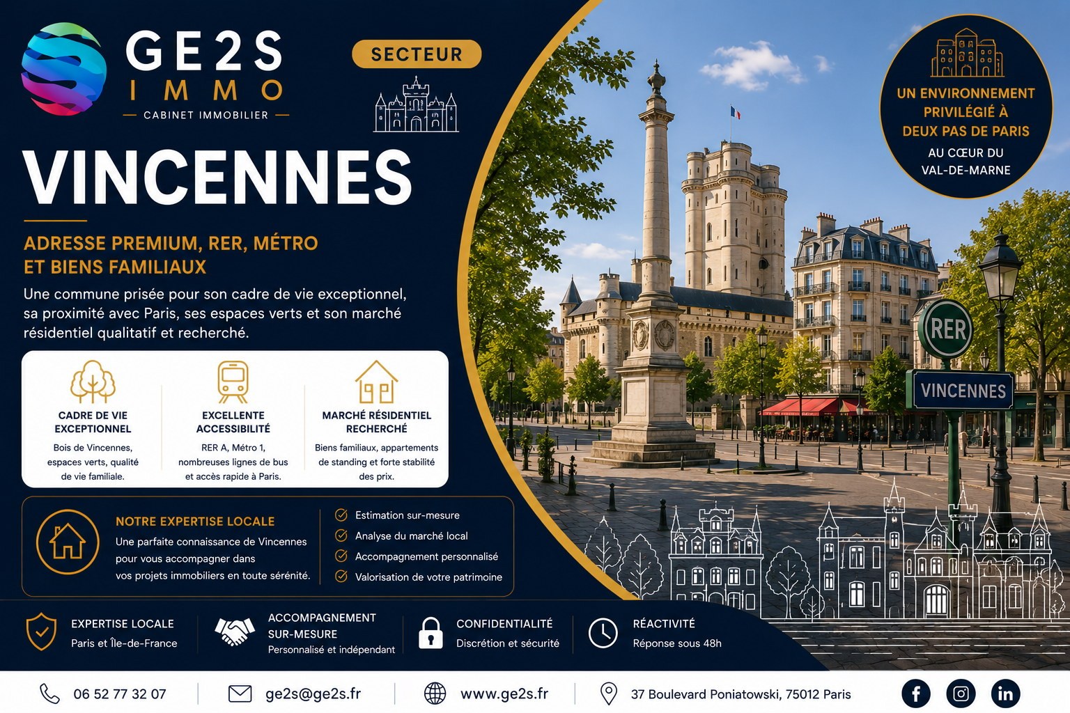 Vincennes — visuel secteur GE2S IMMO